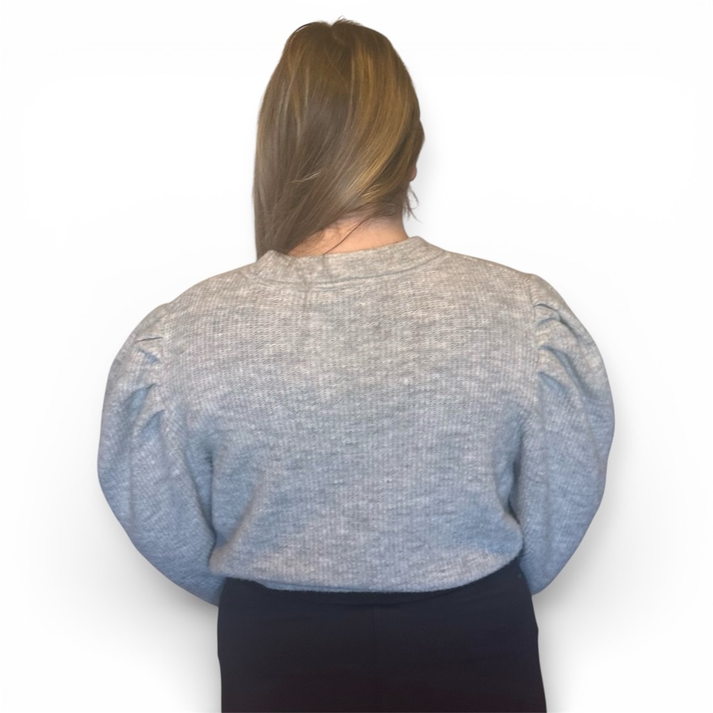Puff Sleeve Grey Sweater - Picture 2 of 5
